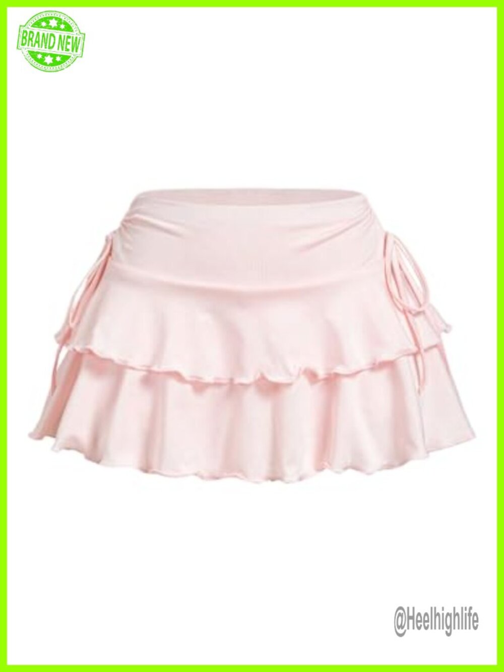 Y2K Coquette Ruffle Mini Skirt with Shorts Underneath High Waist Lettuce Trim
